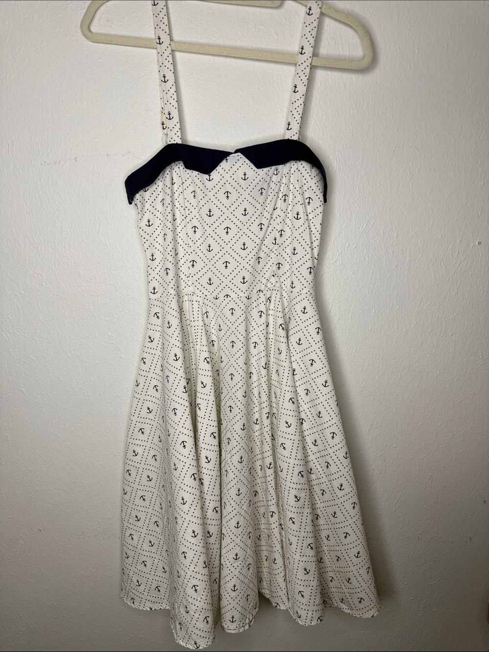 RockSteady White Sundress with Navy Accents and Anchor Print